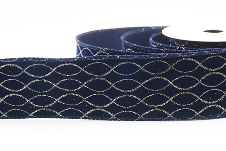 Blauw glitterlint met ogee-raster en draad_KW0469GC-4-4